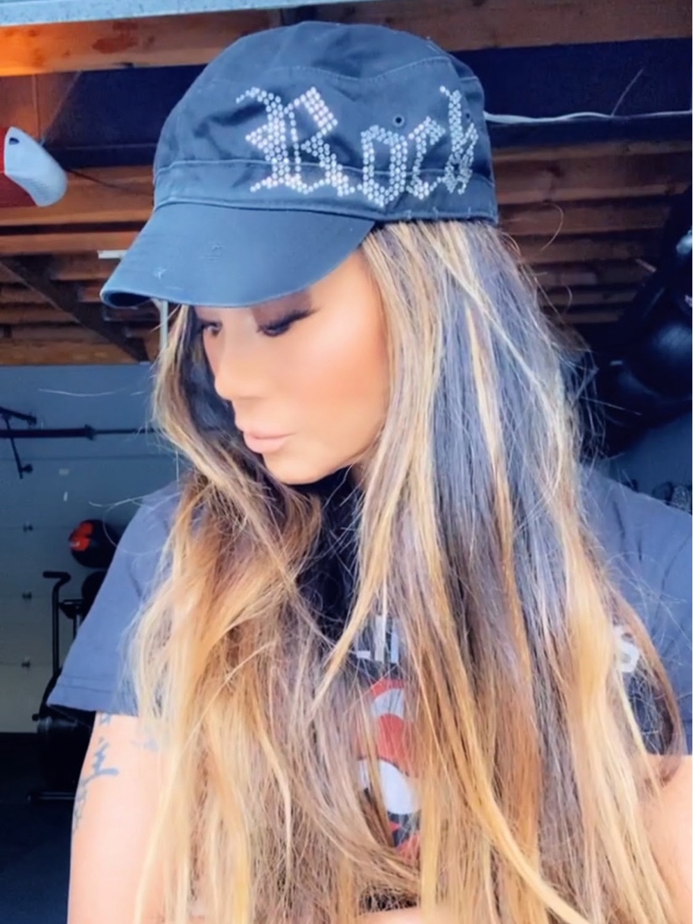 New with tags! ROCK Old English Bling Distressed Cadet Hat Kiana